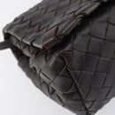 BOTTEGA VENETA INTRECCIATO Shoulder Bag Leather Dark Brown Gold Auth 198694V-11
