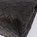 BOTTEGA VENETA INTRECCIATO Shoulder Bag Leather Dark Brown Gold Auth 198694V-12