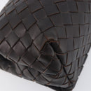 BOTTEGA VENETA INTRECCIATO Shoulder Bag Leather Dark Brown Gold Auth 198694V-13