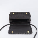 BOTTEGA VENETA INTRECCIATO Shoulder Bag Leather Dark Brown Gold Auth 198694V-14