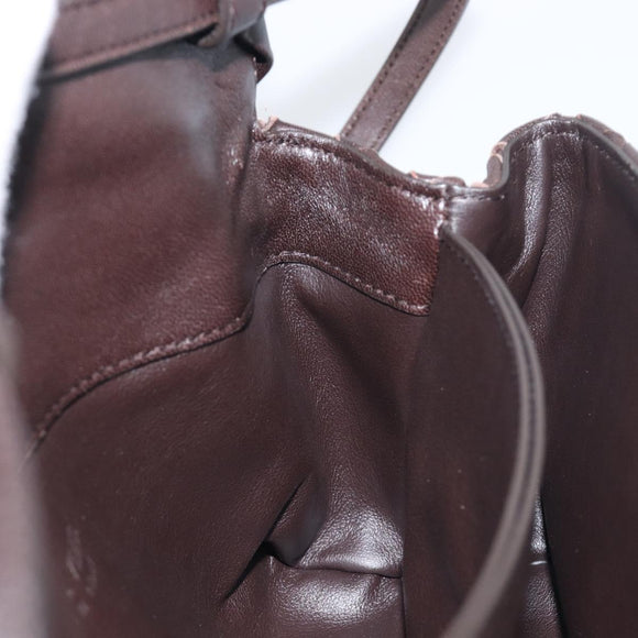 BOTTEGA VENETA INTRECCIATO Shoulder Bag Leather Dark Brown Gold Auth 198694V