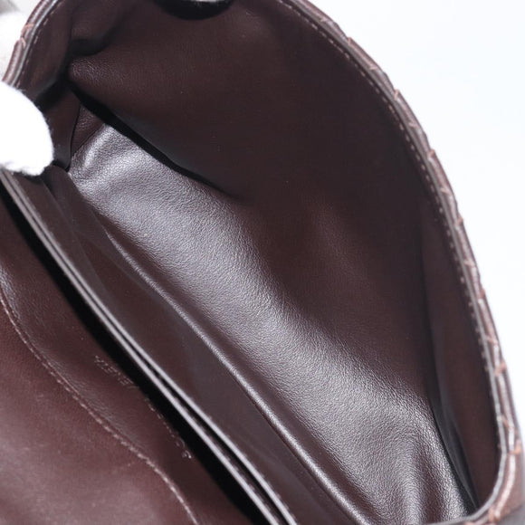 BOTTEGA VENETA INTRECCIATO Shoulder Bag Leather Dark Brown Gold Auth 198694V