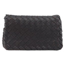 BOTTEGA VENETA INTRECCIATO Shoulder Bag Leather Dark Brown Gold Auth 198694V-2