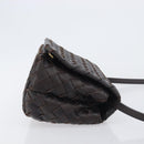 BOTTEGA VENETA INTRECCIATO Shoulder Bag Leather Dark Brown Gold Auth 198694V-4