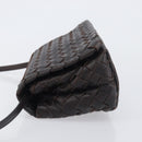 BOTTEGA VENETA INTRECCIATO Shoulder Bag Leather Dark Brown Gold Auth 198694V-5