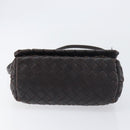 BOTTEGA VENETA INTRECCIATO Shoulder Bag Leather Dark Brown Gold Auth 198694V-9