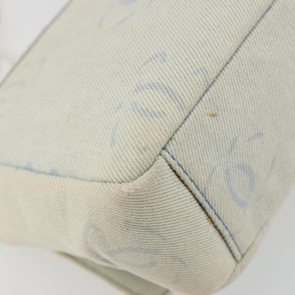 CHANEL Shoulder Bag Denim Light Blue Silver CC Auth 198695A