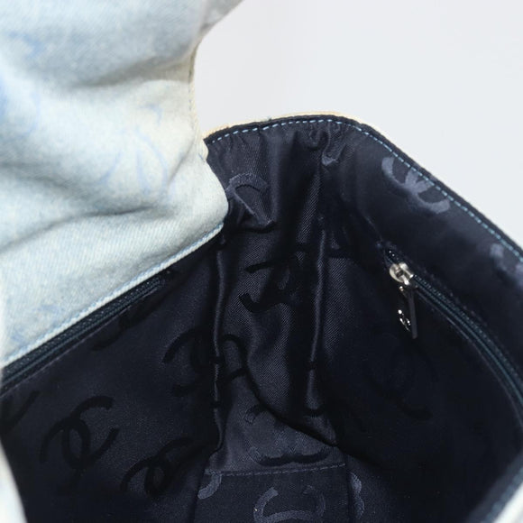 CHANEL Shoulder Bag Denim Light Blue Silver CC Auth 198695A