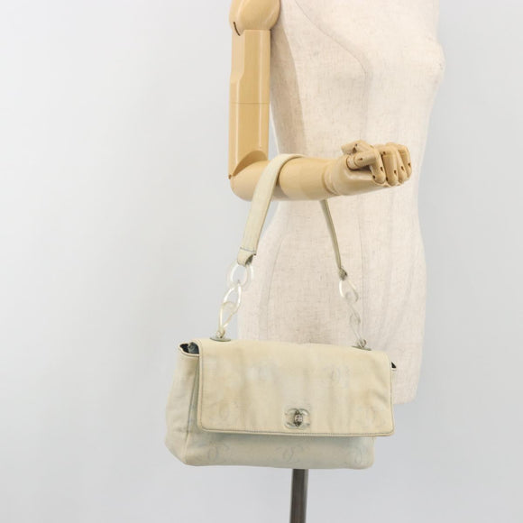 CHANEL Shoulder Bag Denim Light Blue Silver CC Auth 198695A
