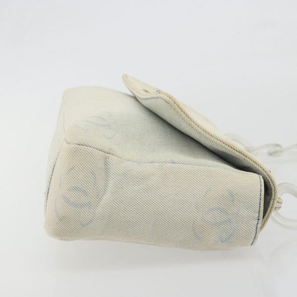 CHANEL Shoulder Bag Denim Light Blue Silver CC Auth 198695A