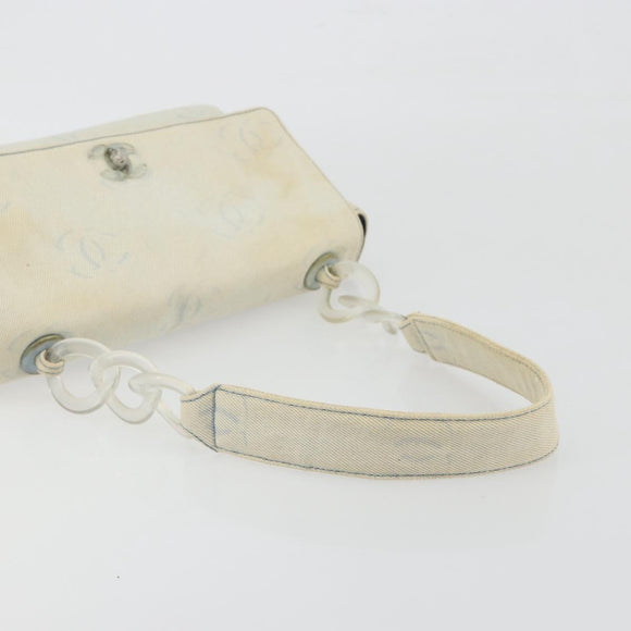 CHANEL Shoulder Bag Denim Light Blue Silver CC Auth 198695A