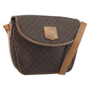 CELINE Macadam Canvas Shoulder Bag PVC Leather Brown Gold Auth 198697-1