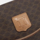 CELINE Macadam Canvas Shoulder Bag PVC Leather Brown Gold Auth 198697-15