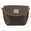 CELINE Macadam Canvas Shoulder Bag PVC Leather Brown Gold Auth 198697-2
