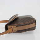 CELINE Macadam Canvas Shoulder Bag PVC Leather Brown Gold Auth 198697-5