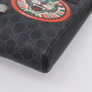GUCCI GG Supreme Sherry Line Courier Bag PVC Black Silver 474137 Auth 198699M-10
