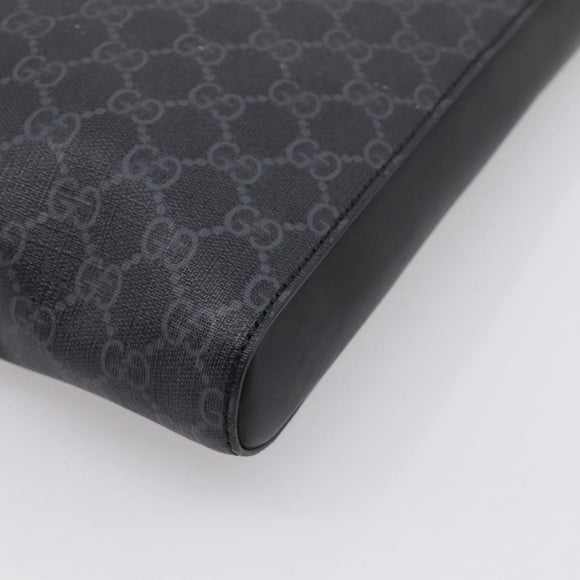 GUCCI GG Supreme Sherry Line Courier Bag PVC Black Silver 474137 Auth 198699M