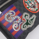 GUCCI GG Supreme Sherry Line Courier Bag PVC Black Silver 474137 Auth 198699M-14