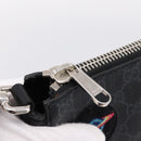 GUCCI GG Supreme Sherry Line Courier Bag PVC Black Silver 474137 Auth 198699M-16
