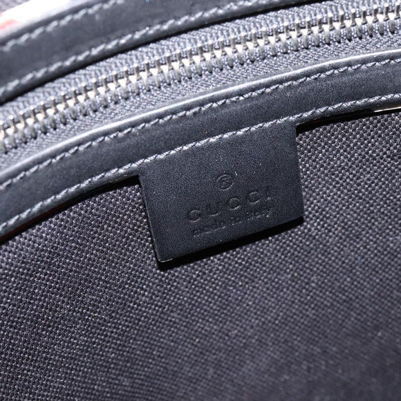 GUCCI GG Supreme Sherry Line Courier Bag PVC Black Silver 474137 Auth 198699M