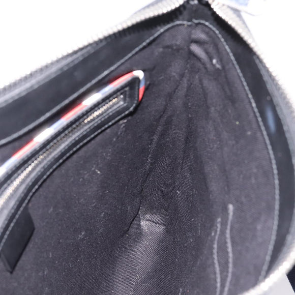 GUCCI GG Supreme Sherry Line Courier Bag PVC Black Silver 474137 Auth 198699M