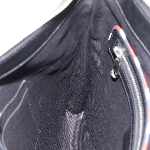 GUCCI GG Supreme Sherry Line Courier Bag PVC Black Silver 474137 Auth 198699M