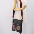 GUCCI GG Supreme Sherry Line Courier Bag PVC Black Silver 474137 Auth 198699M-25