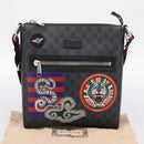 GUCCI GG Supreme Sherry Line Courier Bag PVC Black Silver 474137 Auth 198699M-26