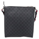 GUCCI GG Supreme Sherry Line Courier Bag PVC Black Silver 474137 Auth 198699M-3