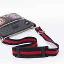 GUCCI GG Supreme Sherry Line Courier Bag PVC Black Silver 474137 Auth 198699M-7