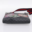 GUCCI GG Supreme Sherry Line Courier Bag PVC Black Silver 474137 Auth 198699M-9