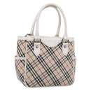 BURBERRY Nova Check Hand Bag Canvas Beige Silver Auth 198700A-1