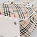 BURBERRY Nova Check Hand Bag Canvas Beige Silver Auth 198700A-10