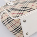 BURBERRY Nova Check Hand Bag Canvas Beige Silver Auth 198700A-11