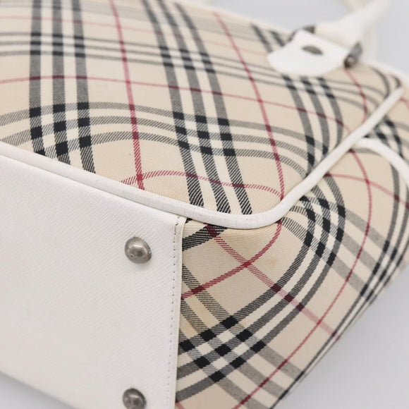 BURBERRY Nova Check Hand Bag Canvas Beige Silver Auth 198700A