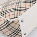 BURBERRY Nova Check Hand Bag Canvas Beige Silver Auth 198700A-13