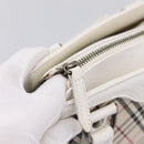 BURBERRY Nova Check Hand Bag Canvas Beige Silver Auth 198700A-15