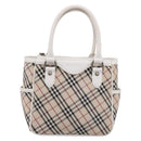 BURBERRY Nova Check Hand Bag Canvas Beige Silver Auth 198700A-2