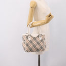 BURBERRY Nova Check Hand Bag Canvas Beige Silver Auth 198700A-25
