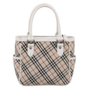 BURBERRY Nova Check Hand Bag Canvas Beige Silver Auth 198700A-3