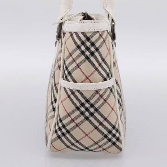BURBERRY Nova Check Hand Bag Canvas Beige Silver Auth 198700A