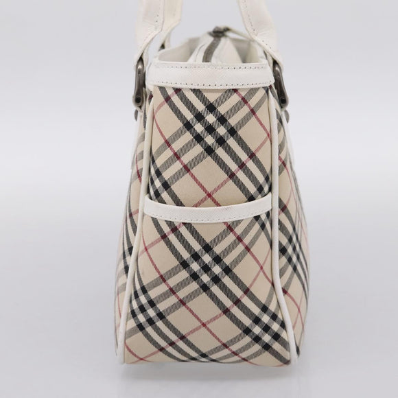 BURBERRY Nova Check Hand Bag Canvas Beige Silver Auth 198700A