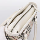 BURBERRY Nova Check Hand Bag Canvas Beige Silver Auth 198700A-6