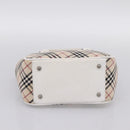 BURBERRY Nova Check Hand Bag Canvas Beige Silver Auth 198700A-9