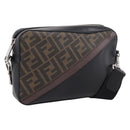 FENDI Zucca Canvas Diagonal Camera Case Bag PVC Brown Black Auth 198702V-1
