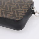 FENDI Zucca Canvas Diagonal Camera Case Bag PVC Brown Black Auth 198702V-15
