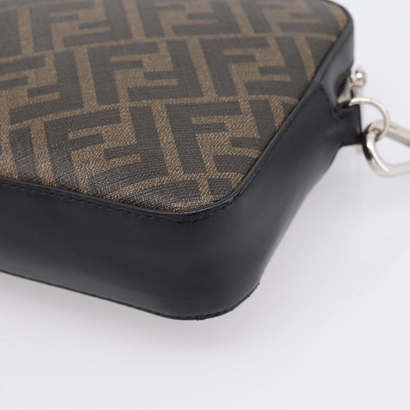 FENDI Zucca Canvas Diagonal Camera Case Bag PVC Brown Black Auth 198702V