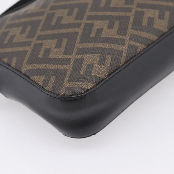 FENDI Zucca Canvas Diagonal Camera Case Bag PVC Brown Black Auth 198702V