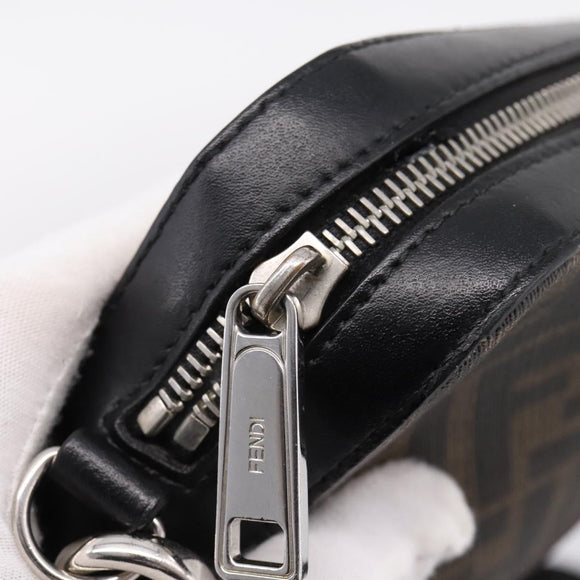 FENDI Zucca Canvas Diagonal Camera Case Bag PVC Brown Black Auth 198702V