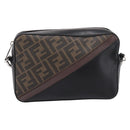 FENDI Zucca Canvas Diagonal Camera Case Bag PVC Brown Black Auth 198702V-13